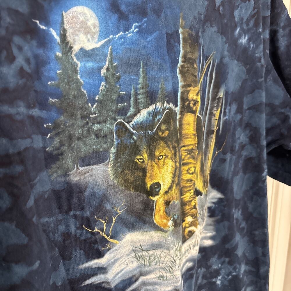 Blue Rock Tee Shirt Tie Dye Nature Woods Wolf Made In USA size Medium - Picture 3 of 9
